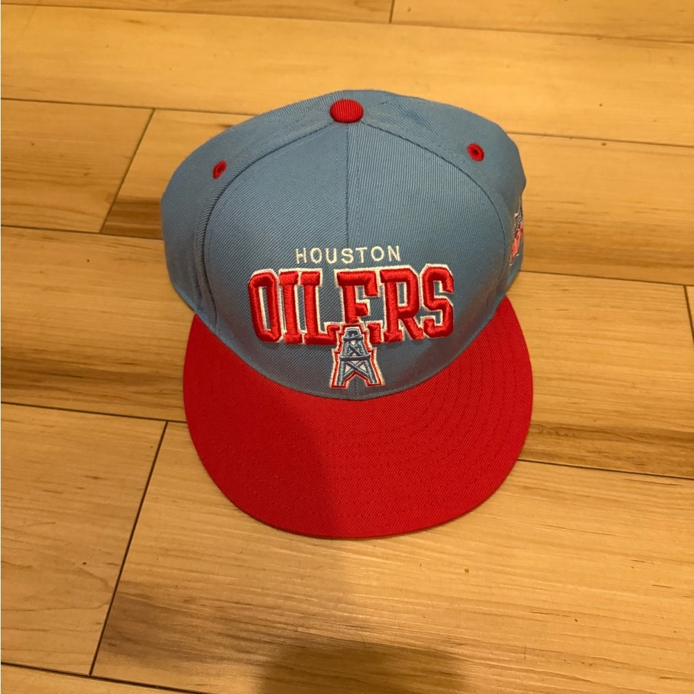 Houston Oilers Blue and Red Fitted Cap